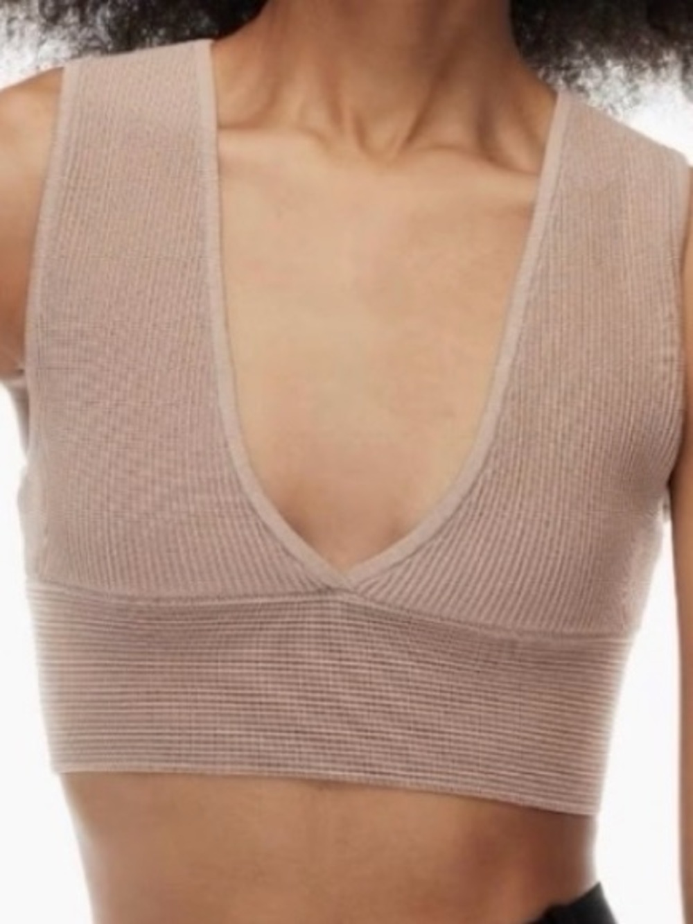 Urban Outfitters Ribbed Deep V-Neck Tank Top - Blush